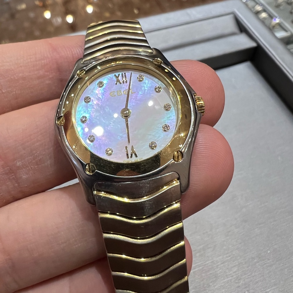 EBEL WAVE 18k Gold and Stainless Steel Mother of Pearl Diamond Dial